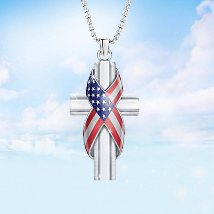 Wholesale necklace cross american flag pendant jewelry JDC-NE-XunO057