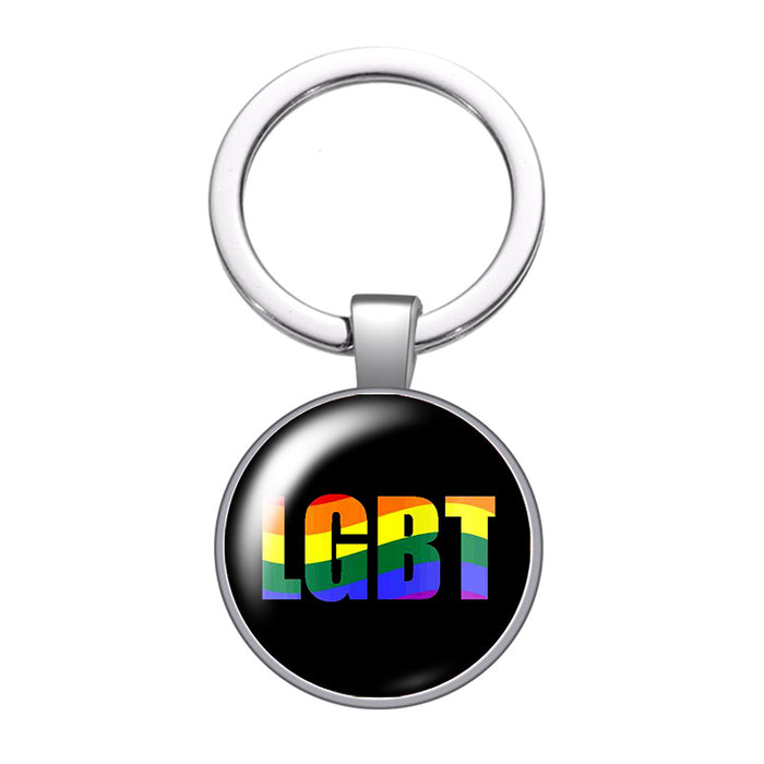 Wholesale LGBT Pride Day Alloy Time Stone Keychain JDC-KC-CMX002