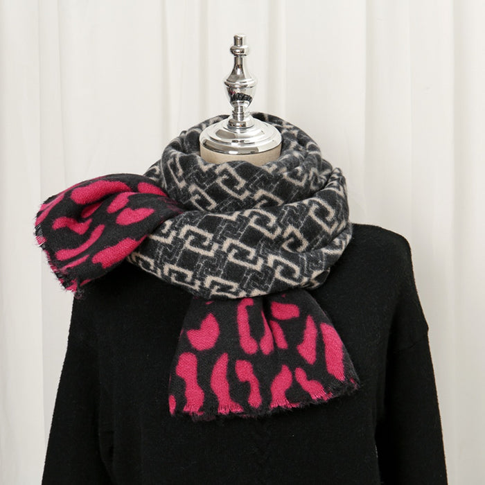 Wholesale Scarf Polyester Leopard Print Shawl Ladies Warm Thick JDC-SF-XJY006