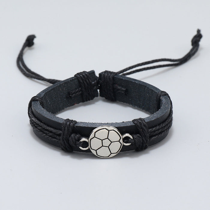 Wholesale Jewelry Simple Handwoven Tennis Racket Leather Bracelet JDC-BT-PK020