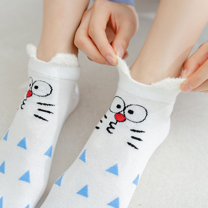 Wholesale socks summer cute cartoon personality three-dimensional ears light mouth blue boat socks JDC-SK-CYu011