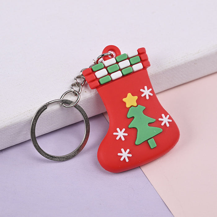 Wholesale Keychain Soft Rubber Christmas Old Man Elk MOQ≥100 JDC-KC-SGY001