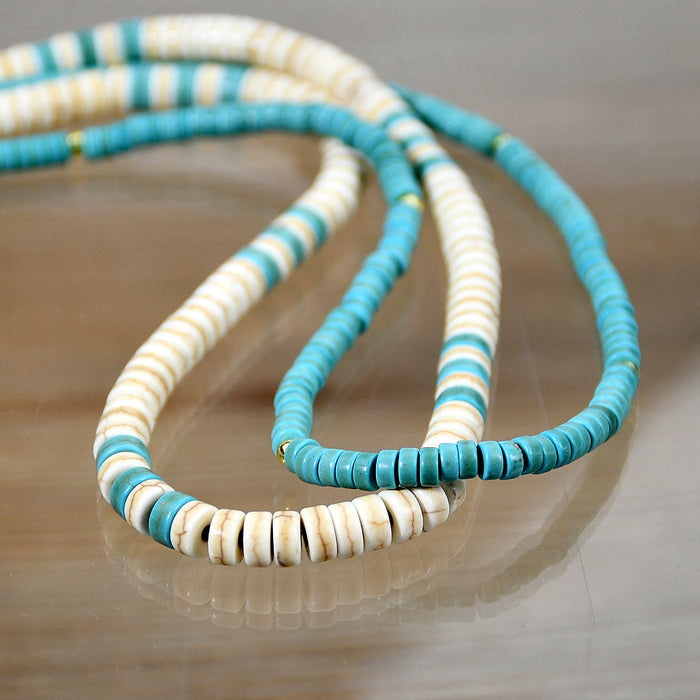 Wholesale Necklace Blue Turquoise Vintage Stacked Clavicle Chain with Contrasting Colors JDC-NE-YouF003