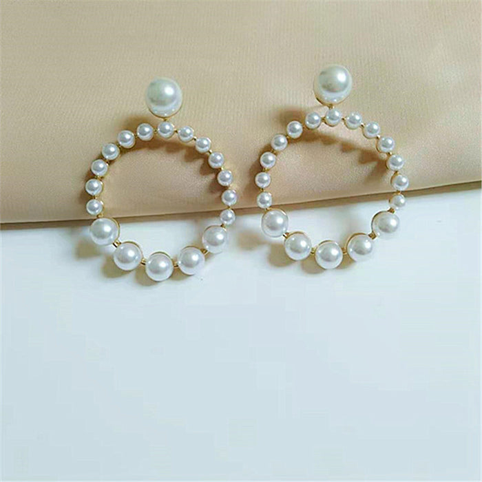Wholesale Earring Alloy Inlaid Pearl Earrings JDC-ES-AiMei014