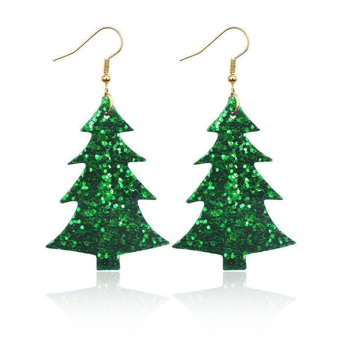 Pendientes al por mayor del árbol de Navidad de cuero Sequinas Glitter Glitter Moq≥2 JDC-ES-Tianpi021