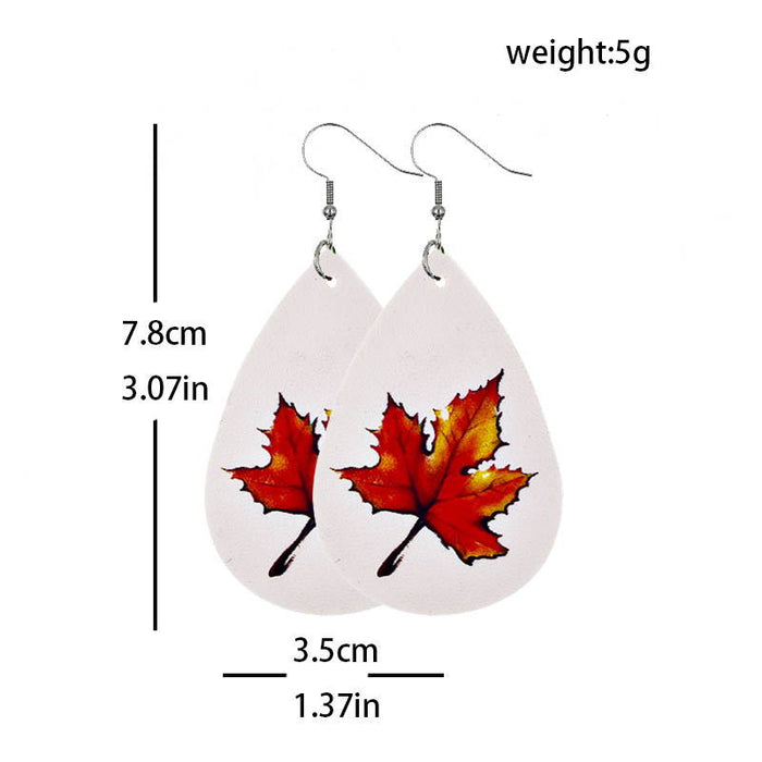 Wholesale Earrings Leather Thanksgiving Pumpkin Maple Leaf Earrings MOQ≥2 JDC-ES-ZUOL006