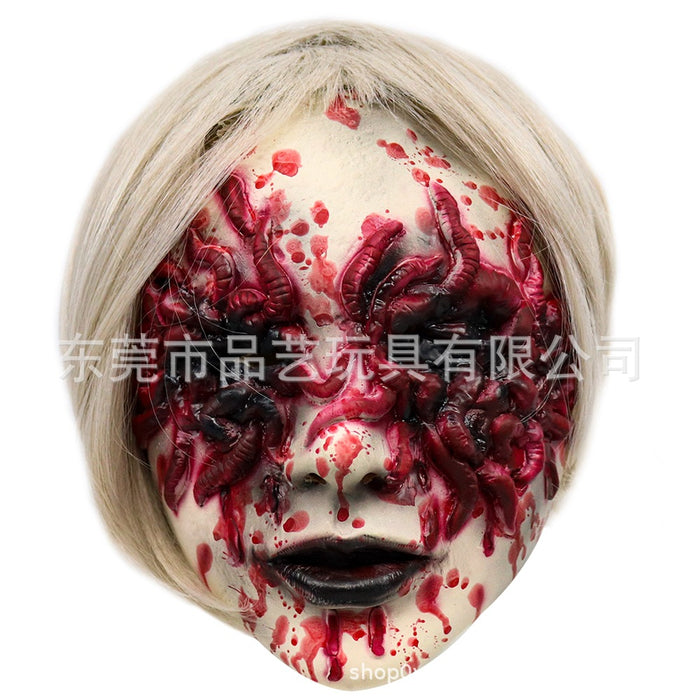 Wholesale Latex Halloween Ball Horror White Hair Female Ghost Mask JDC-FM-PinY004