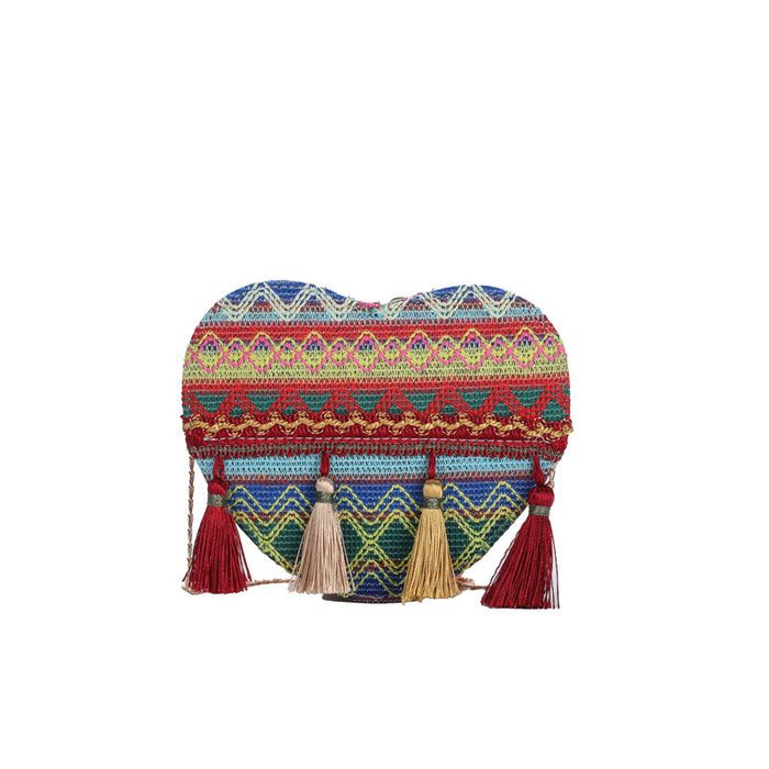 Wholesale Shoulder Bags Braided Messenger Heart Tassel Ethnic Chain JDC-SD-XWL013