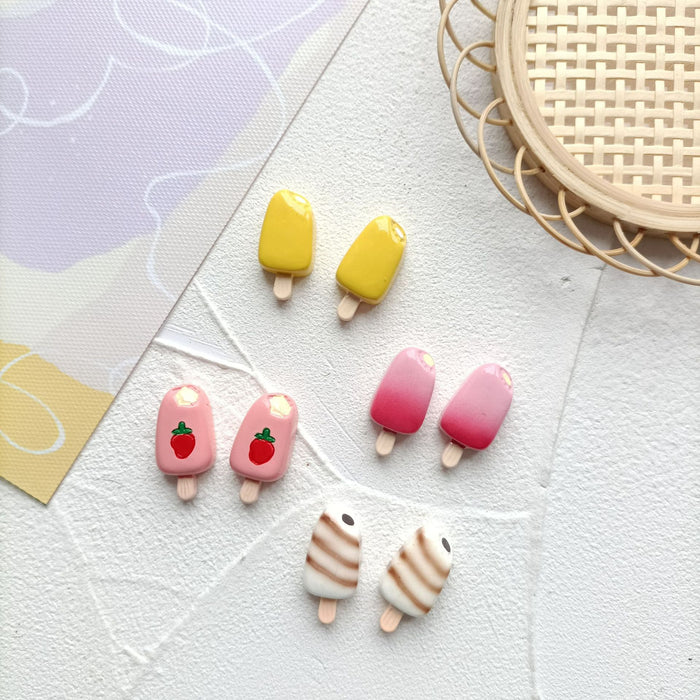 Wholesale plastic popsicles strawberry earrings JDC-ES-MISUI007