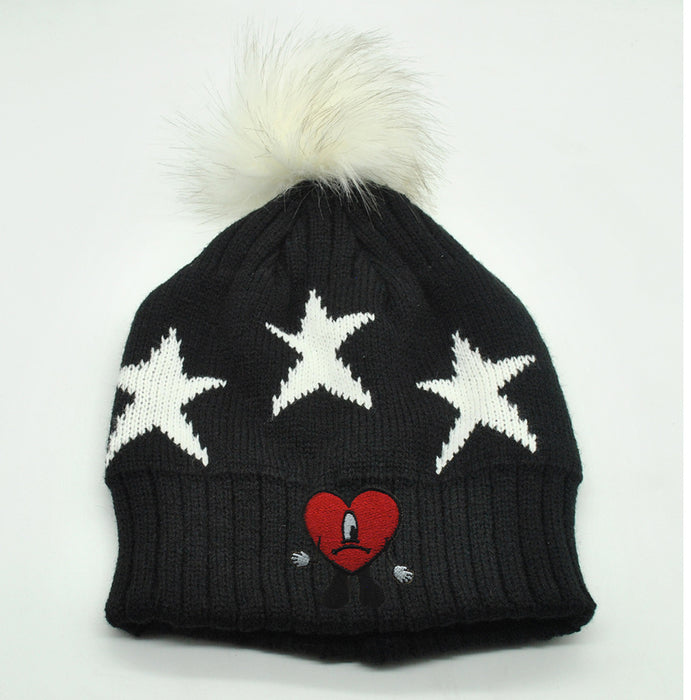Sombrero mayorista acrílico corazón bordado cálido sombrero de jersey (f) JDC-FH-PNI017