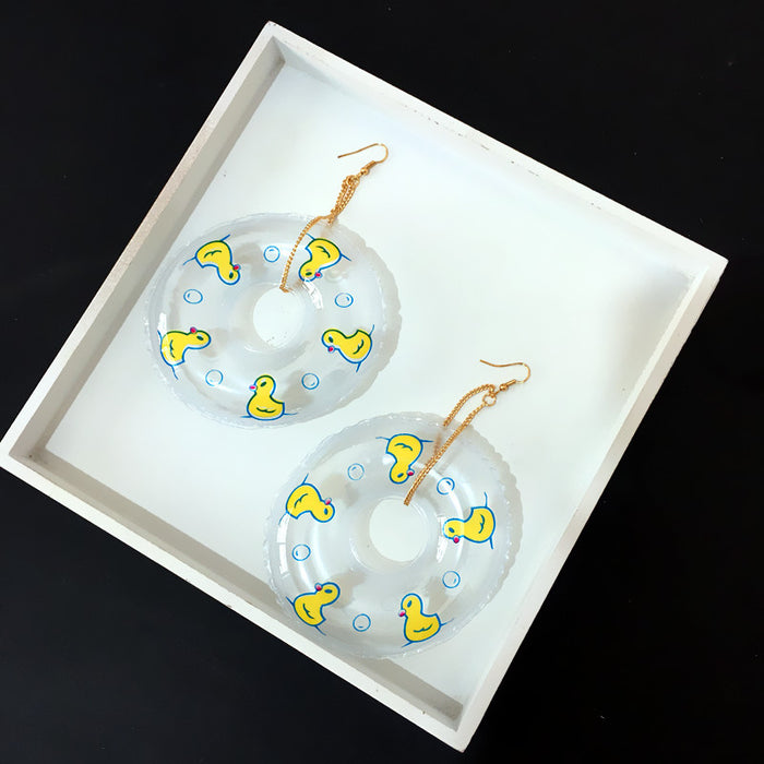 Wholesale Earring Resin Small Yellow Duck Swimming Ring JDC-ES-ChTeng011