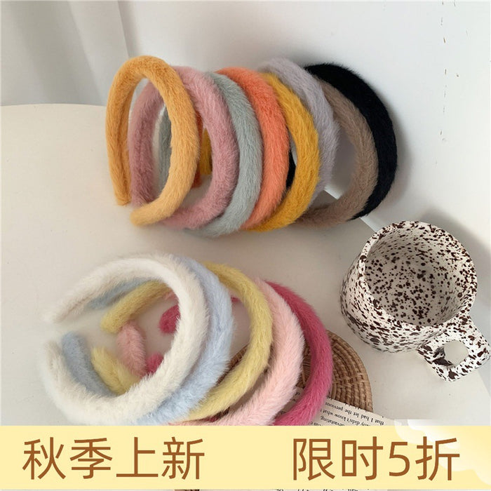 Wholesale Headband Plush Autumn Winter Colorful Soft Pressed Hair JDC-HD-FengT003