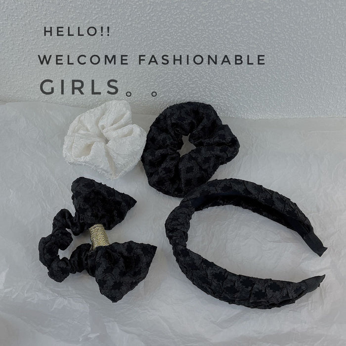 Wholesale diamond headband hair ring black and white bow large intestine ring fabric (F) JDC-HD-Lyuan002
