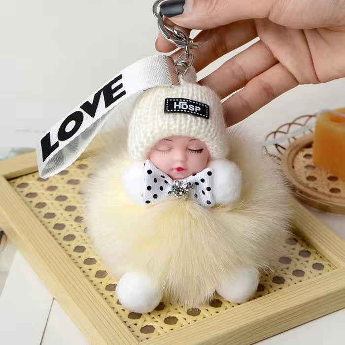 Wholesale sleeping doll pendant keychain fox fur JDC-KC-XYu001
