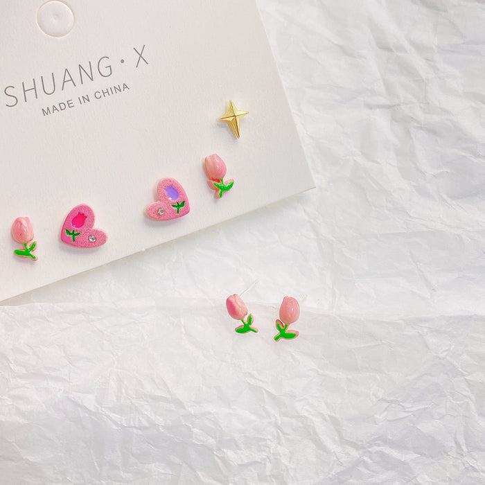 Couleur en gros boucles d'oreilles en tulipes couleurs de contraste doux jdc-es-shuangx004