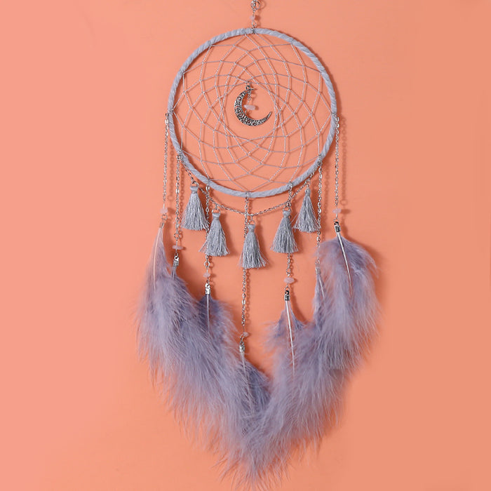 Wholesale Dream Catcher Feather Big Moon Tassel Wind Chime Ornament MOQ≥2 JDC-DC-HuiXin006