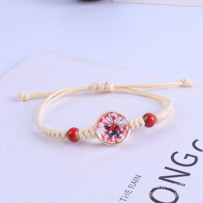 Wholesale Bracelet Glass Ball Weaving Gypsophila Immortal MOQ≥2 JDC-BT-ZhuoD002