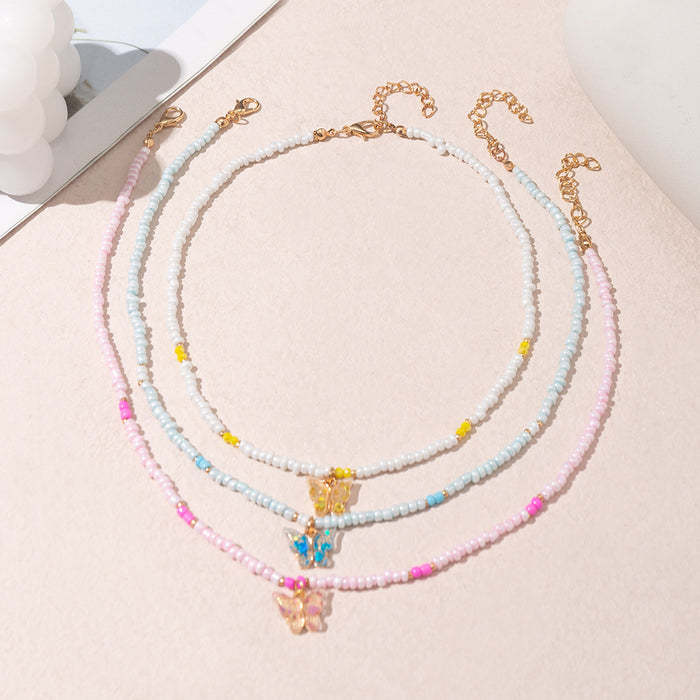 Jewelry WholesaleWholesale colorful rice beads Posamian style board color butterfly necklace JDC-NE-NZ332 Necklaces 奈珠 %variant_option1% %variant_option2% %variant_option3%  Factory Price JoyasDeChina Joyas De China