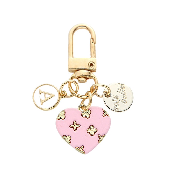 Wholesale Keychain Zinc Alloy Small Flower Letter Heart Shape Keychain MOQ≥2 (F) JDC-KC-ARui009