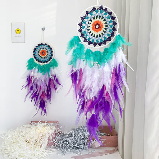 Jewelry WholesaleWholesale Color Feather Iron Hoop Leather Rope Woven Dreamcatcher JDC-DC-MGu026 Dreamcatcher 梦罟 %variant_option1% %variant_option2% %variant_option3%  Factory Price JoyasDeChina Joyas De China
