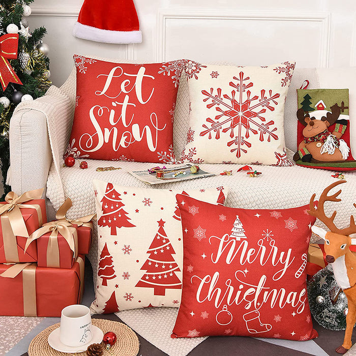 Wholesale Christmas Red Linen Printed Pillowcase JDC-PW-Dexi001