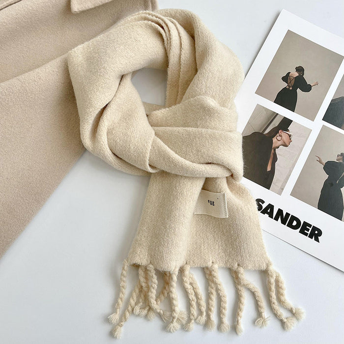 Wholesale Scarf Acrylic Cotton Solid Color Letter Label Knit Sports Warm Winter JDC-SF-Shier002