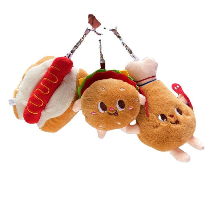 Wholesale Keychain PP Cotton Cute Burger Hot Dog Drumstick Plush Pendant JDC-KC-XiongY001