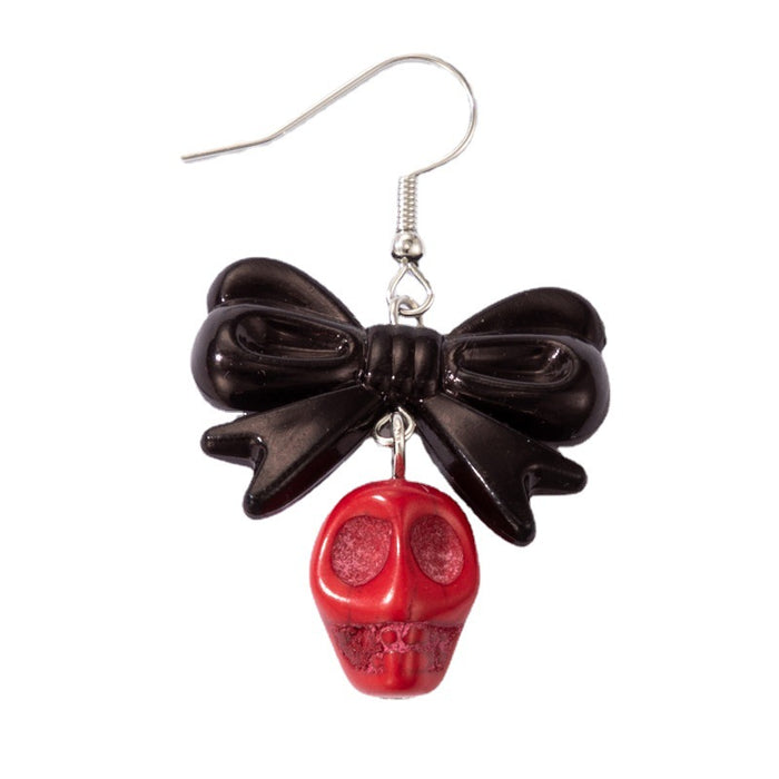 Wholesale Earrings Alloy Halloween Skull Bow Earrings JDC-ES-MOM015