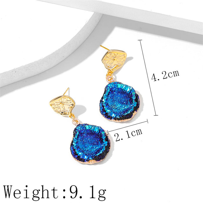 Wholesale Earrings Alloy Imitation Natural Stone Exaggeration MOQ≥2 JDC-ES-GuTe028