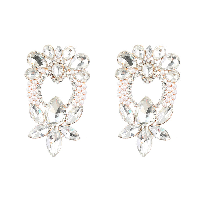 Ensemble de diamants en alliage en gros, boucles d'oreilles florales en perles jdc-es-jl992