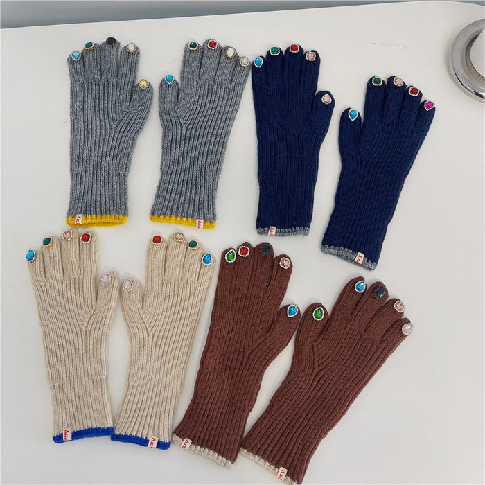 Wholesale Gloves Cotton Design Rhinestone Pointer Knitted JDC-GS-HuiT001