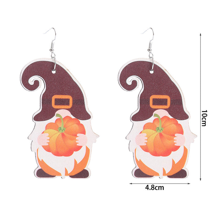 Wholesale Thanksgiving Pumpkin Maple Turkey Wooden Earrings JDC-ES-ChTeng013