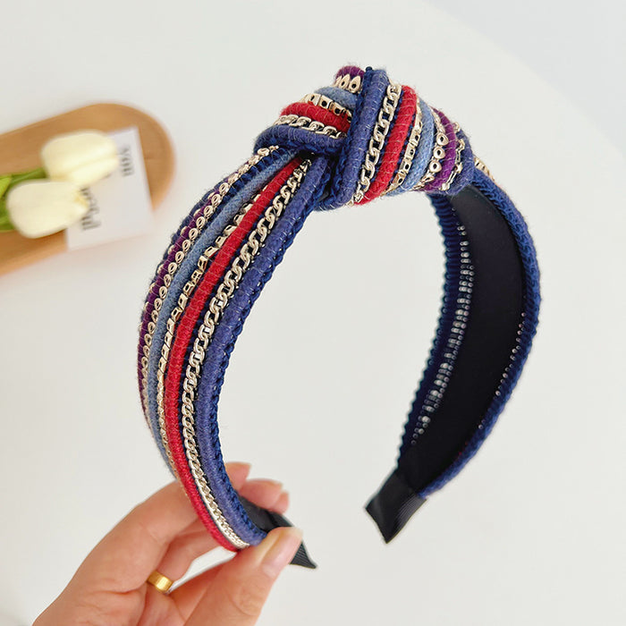 Wholesale fabric headband braided chain ethnic style MOQ≥2 JDC-HD-MIs016