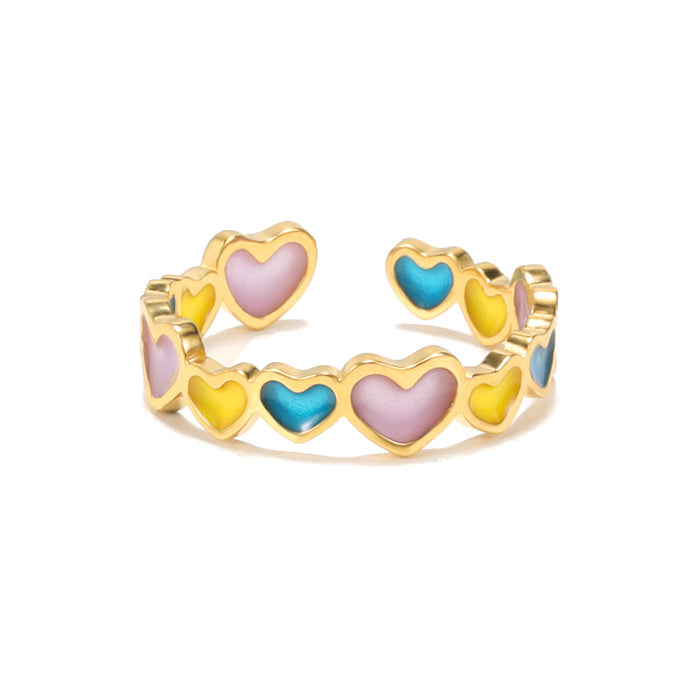 Wholesale Necklaces brass irregular heart-shaped luminous ring adjustable JDC-RS-MengJ003