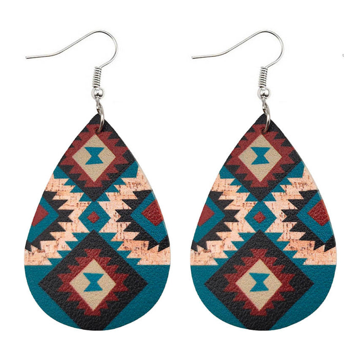 Wholesale Aztec Pattern Leather Drop Earrings JDC-ES-KDL005