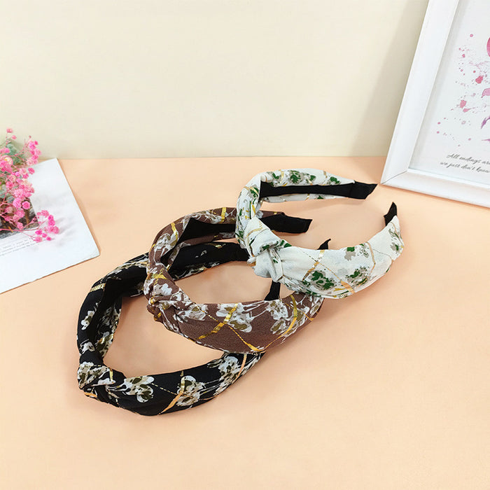 Wholesale cloth bronzing floral knotted headband MOQ≥2 JDC-HD-O121