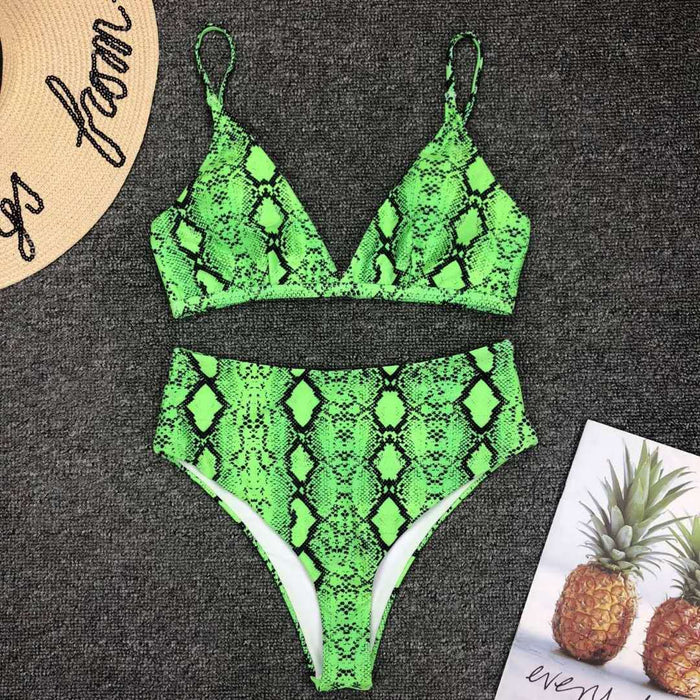 Wholesale bikini snake print leopard print sexy high waist women swimsuit JDC-SW-Junt004