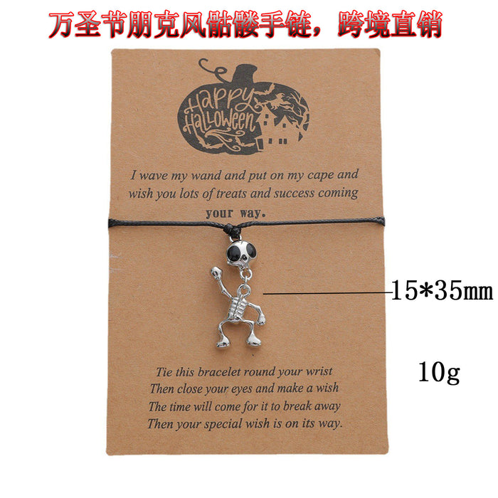 Wholesale Bracelet Alloy Wax Thread CCB Braid Skull Halloween JDC-BT-AiMu006