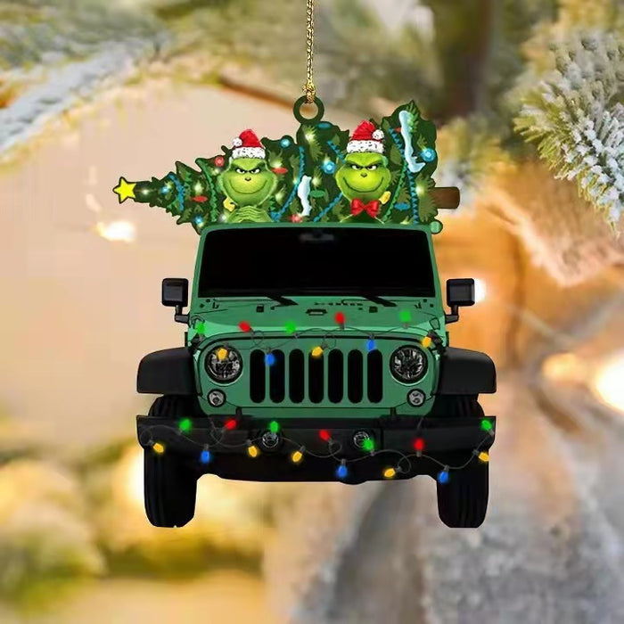Wholesale Christmas Tree Decorative Cartoon Car Pendant Acrylic MOQ≥2 JDC-DCN-QHong003