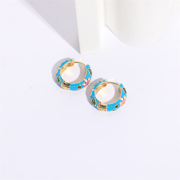 Wholesale Earrings Copper Flower Oil Drops JDC-ES-YingS001
