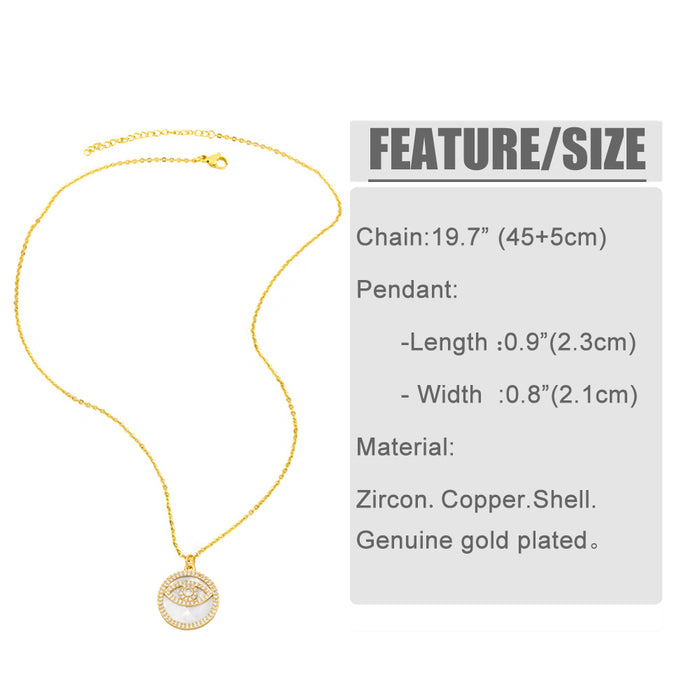 Wholesale Necklace Copper Plated 18K Gold Zircon Shell Devil's Eye JDC-PREMAS-NE-024