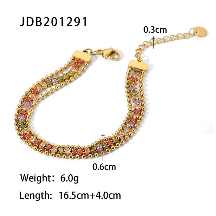 Wholesale summer same style titanium steel necklace colored zircon JDC-NE-JD401