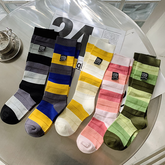Wholesale Sock Combed Cotton Mid Tube Sweat Absorption Sports Gradient Stripes JDC-SK-ZET004