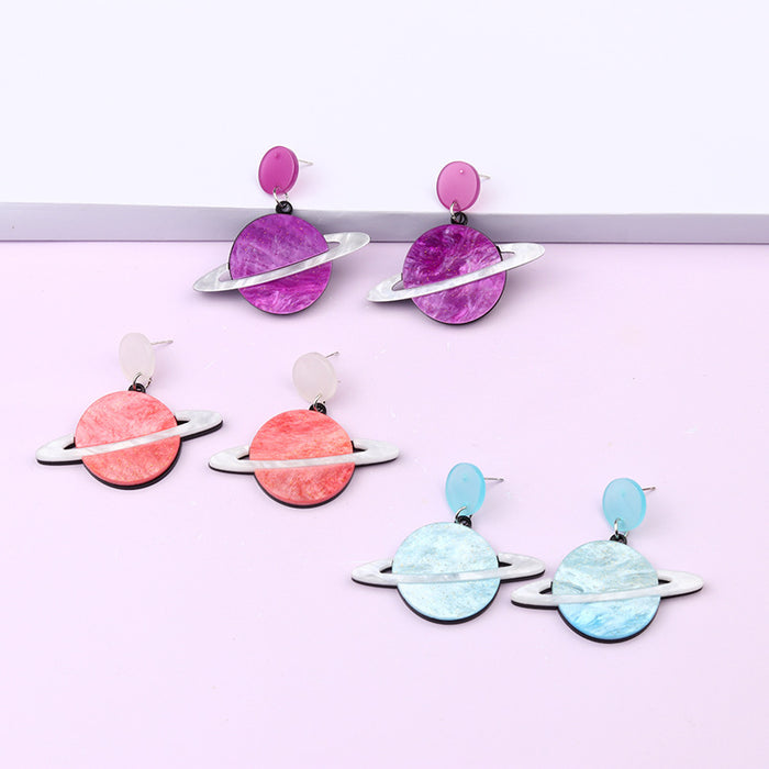 Wholesale Earrings Acrylic Water Pattern Board Moon Stitching Earrings MOQ≥2 JDC-ES-Duai050