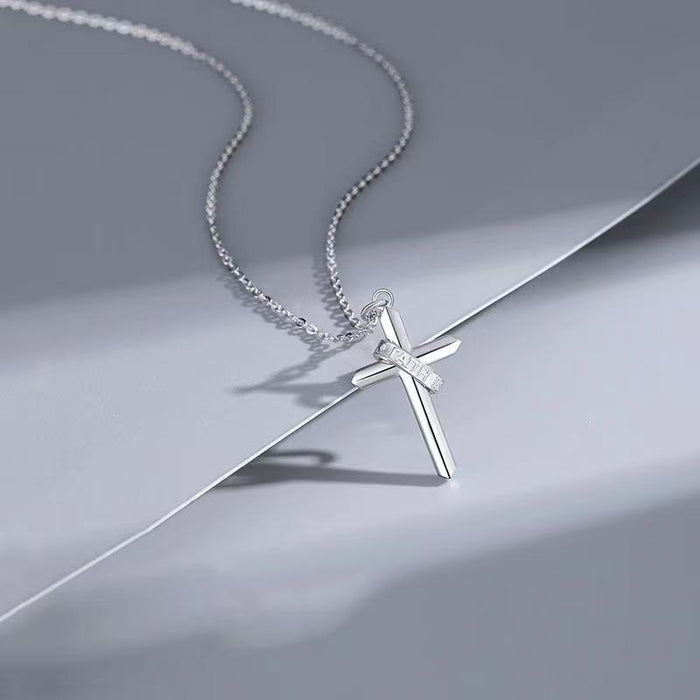 Wholesale Necklaces White Bronze Cross Necklace Light of Faith JDC-NE-HongS002