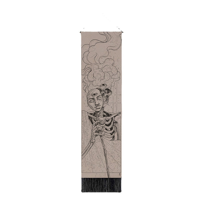Estampado de calavera de lino decorativo al por mayor tela colgante moq≥2 jdc-dcn-jianjie013