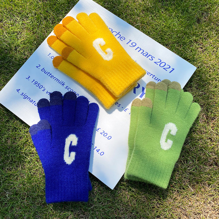 Wholesale Gloves Imitation Cashmere Candy Knit Touch Screen All Fingers MOQ≥2 JDC-GS-YuQ005