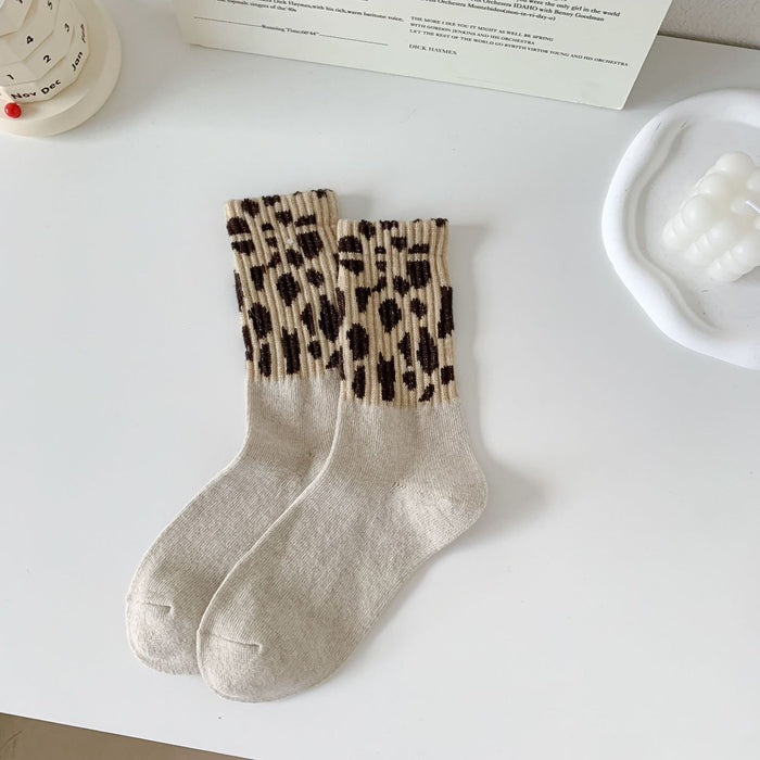 Wholesale Sock Wool Mid Tube Sweat Absorbing Winter Thickening Warm Leopard Print MOQ≥3 JDC-SK-ZJHY001