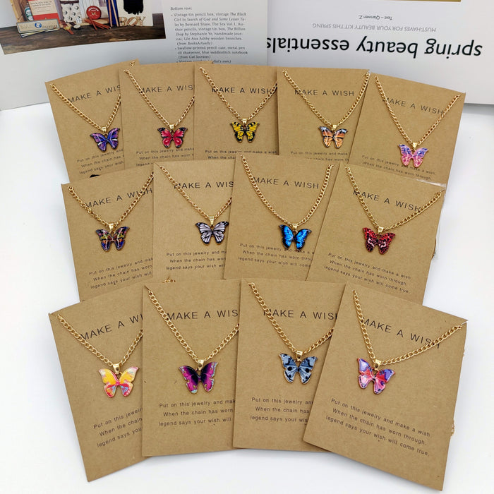 Wholesale Color Butterfly Alloy Necklace MOQ≥2 JDC-NE-ZhenL001