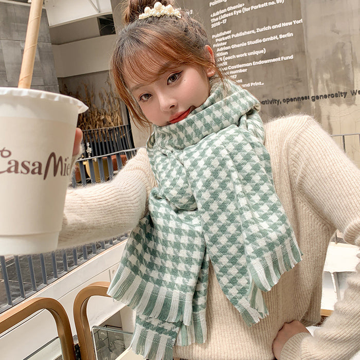 Wholesale Scarf Imitation Cashmere Winter Warm Plaid Shawl Tassel JDC-SF-Zhongyi006